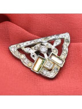 Art Deco rhinestone dress clip signed BB (bioren Bros, 1896-1950s)